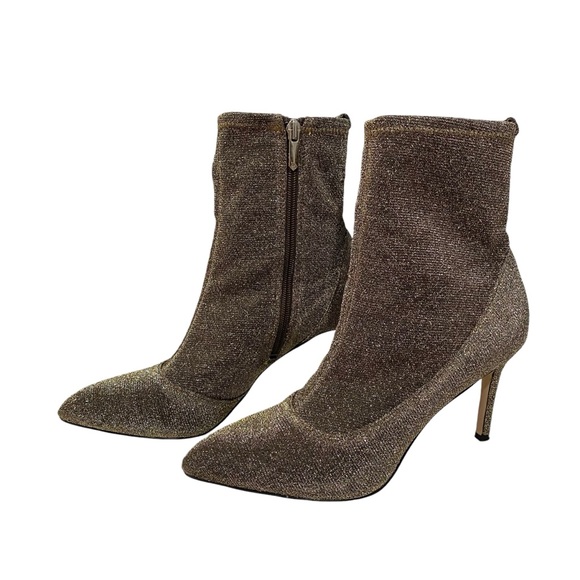Sam Edelman Womens Side Zip Stiletto Metallic Knit Booties Gold Tone Size 7.5 - Picture 10 of 12